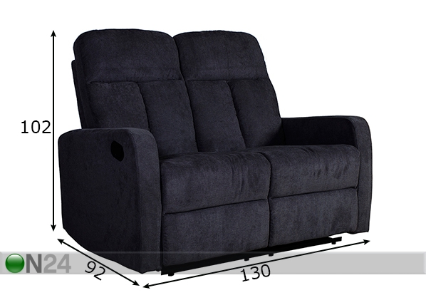 2-местный диван с механизмом подножки Flexy размеры