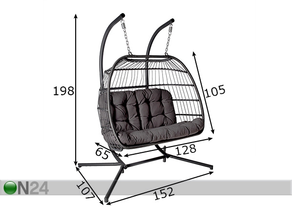 2-местный кресло-гамак с каркасом Yoyo размеры