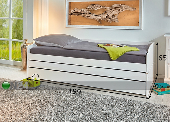 3-kohaline voodi Lotar 90x190 cm mõõdud