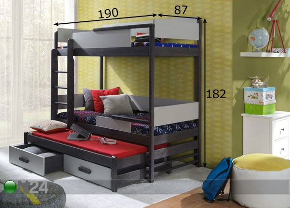 3-местная двухъярусная кровать 80x180 cm размеры