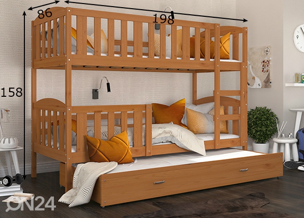 3-местная двухъярусная кровать 80x190 cm размеры