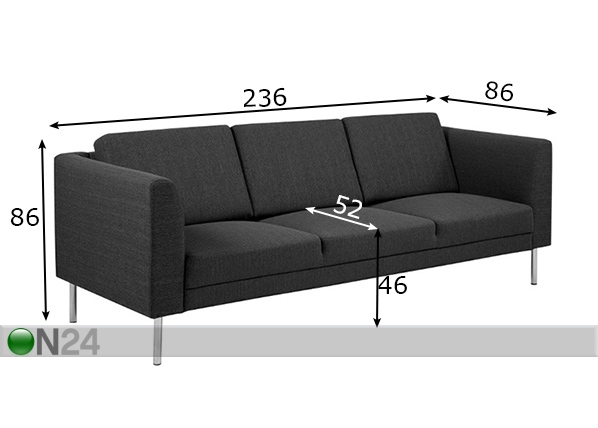 3-местный диван Copenhagen размеры
