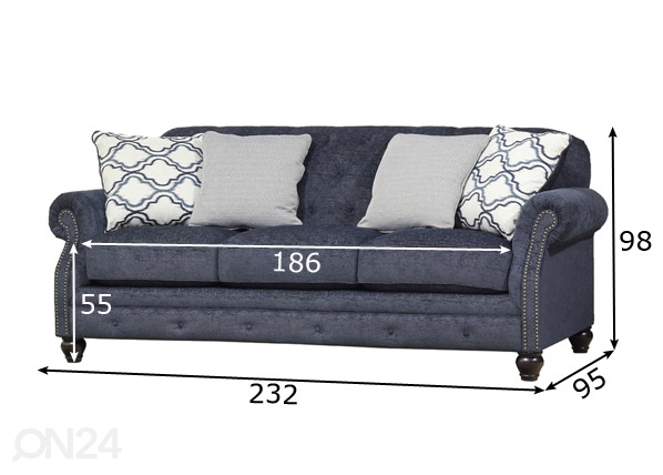 3-местный диван Demi размеры