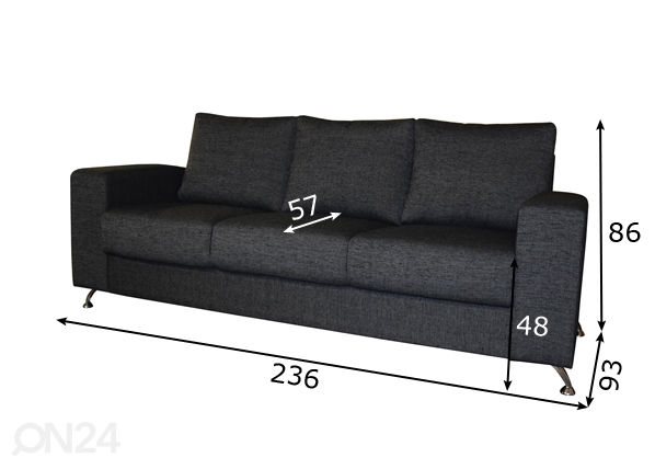 3-местный диван Derry размеры