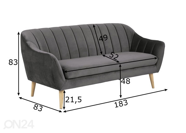 3-местный диван Doria размеры