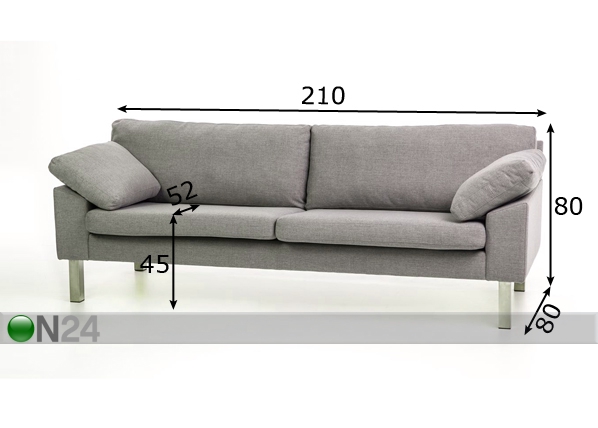 3-местный диван Fiona размеры