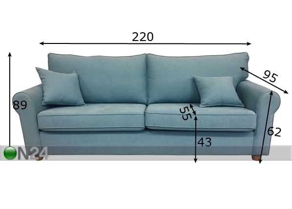 3-местный диван Florence размеры