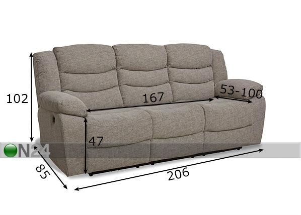 3-местный диван Grayson размеры