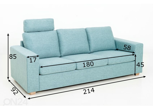 3-местный диван Helene размеры