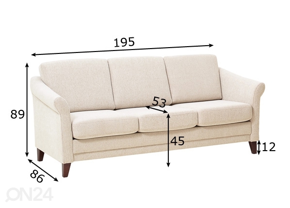 3-местный диван Linda размеры