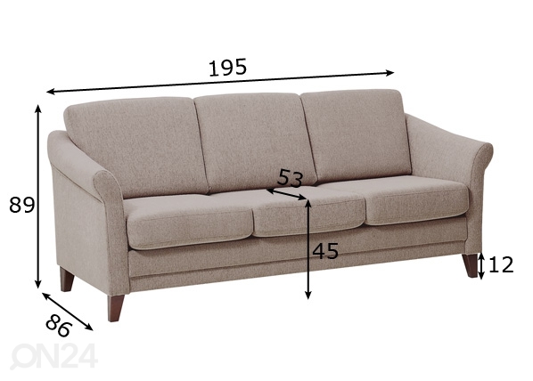 3-местный диван Linda размеры