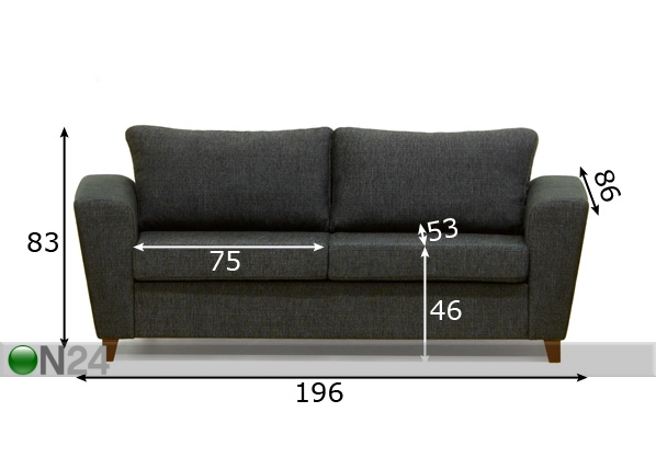 3-местный диван Miina размеры