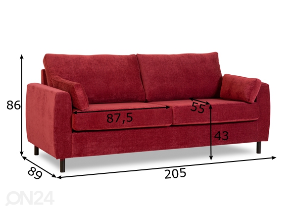 3-местный диван Milas размеры