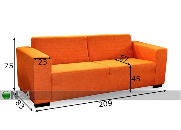 3-местный диван Nele размеры