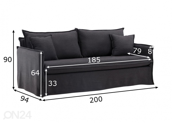 3-местный диван Nova размеры