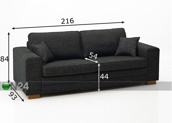 3-местный диван Oona размеры