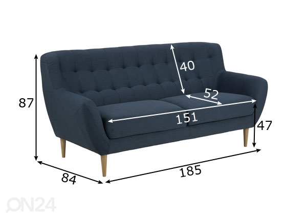 3-местный диван Oswald размеры