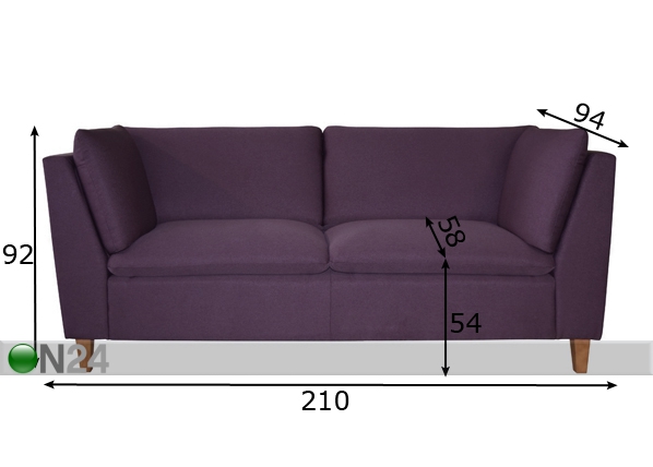 3-местный диван Piret размеры