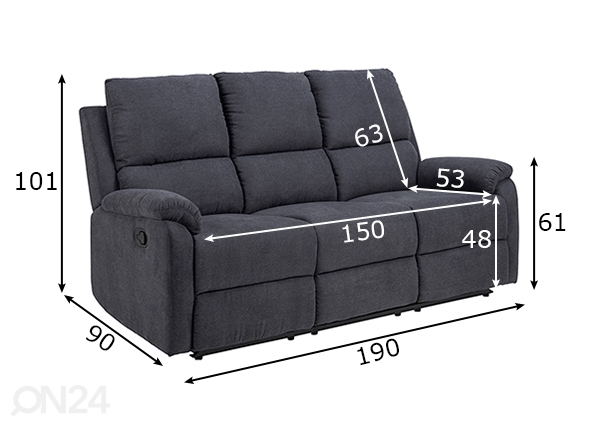 3-местный диван recliner Carya размеры