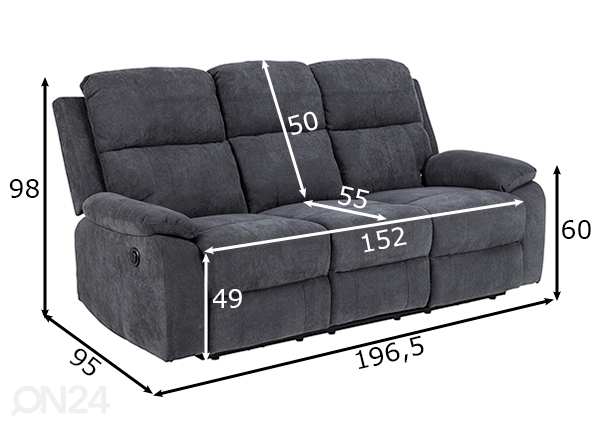 3-местный диван recliner Clint размеры