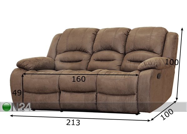 3-местный диван Relax2, светло-коричневый текстиль размеры