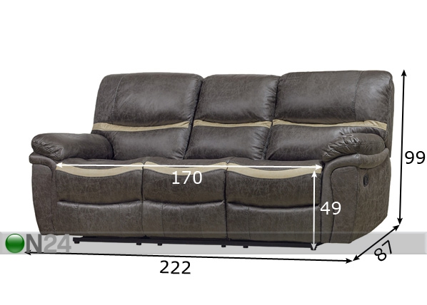 3-местный диван Relax24 размеры