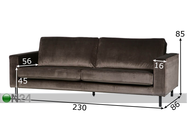 3-местный диван Robin размеры