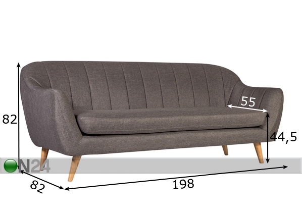 3-местный диван Yoko размеры