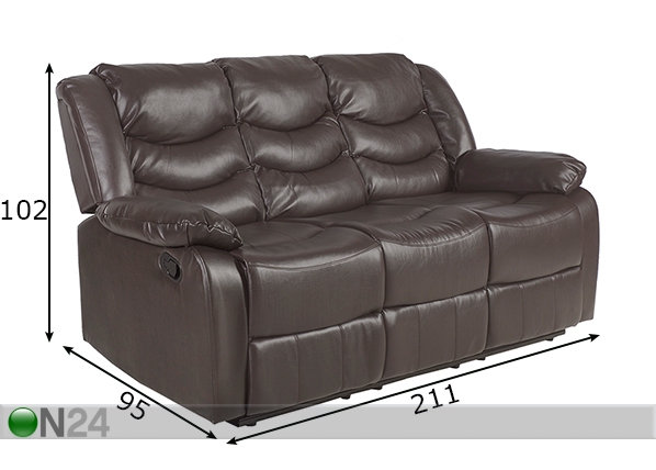 3-местный диван с механизмом подножки Dixon размеры