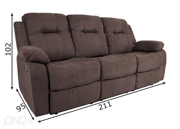 3-местный диван с механизмом подножки Dixon размеры