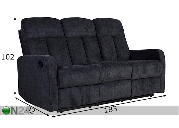 3-местный диван с механизмом подножки Flexy размеры