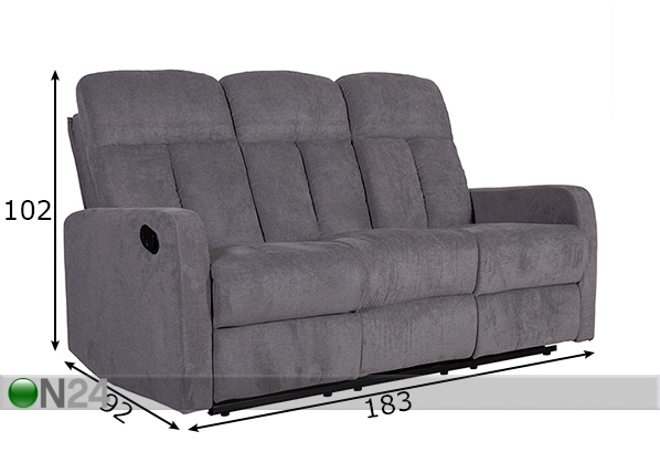 3-местный диван с механизмом подножки Flexy размеры