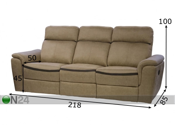 3-местный диван с механизмом подножки Manhattan размеры