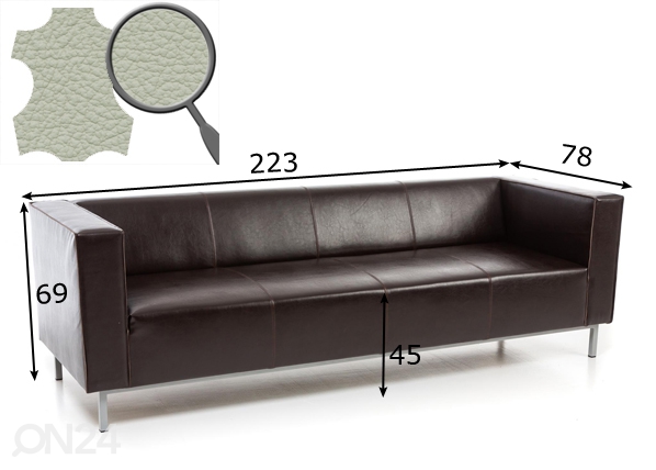3-местный кожаный диван Office Pluss размеры