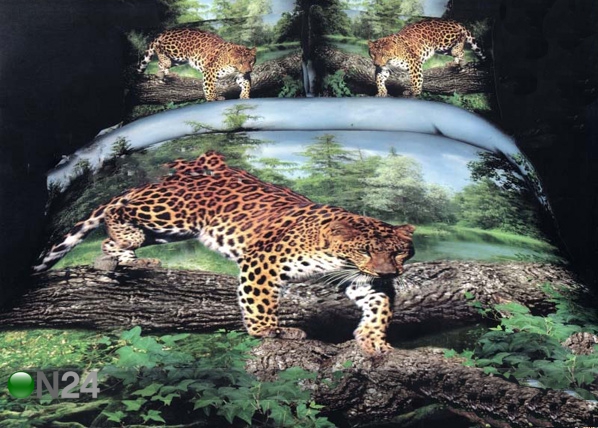 3D voodipesukomplekt Leopard puul