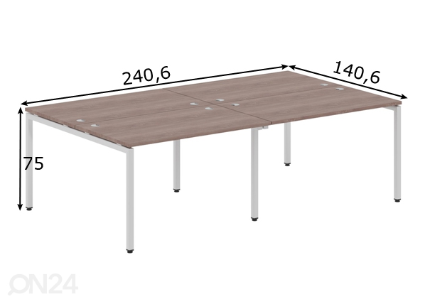 4-местный рабочий стол Xten-S 240,6 cm размеры