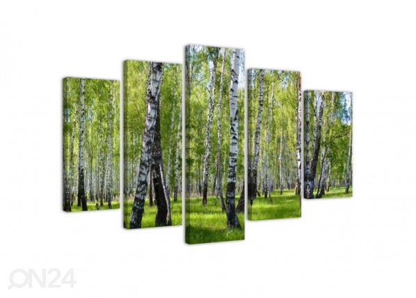 5-osainen sisustustaulu Birch trees 100x70 cm, ED