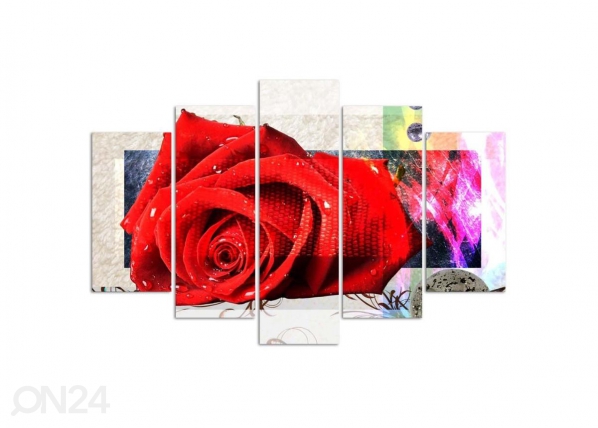 5-osainen sisustustaulu Crimson Rose 100x70 cm, ED