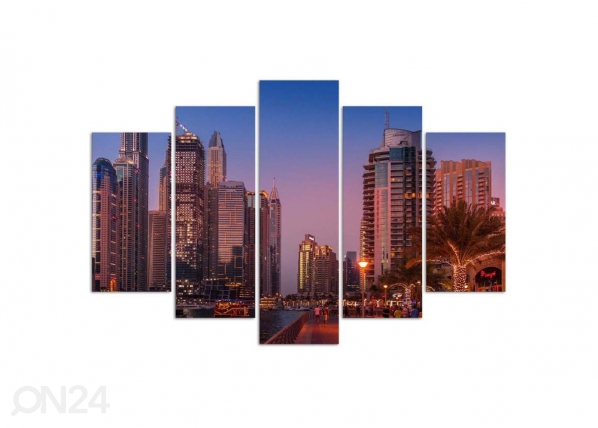 5-osainen sisustustaulu Dubai Evening 100x70 cm, ED