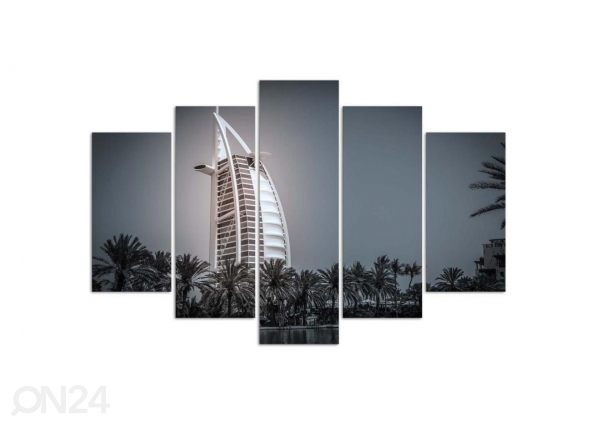 5-osainen sisustustaulu Burj Al Arab Hotel in Dubai 100x70 cm, ED