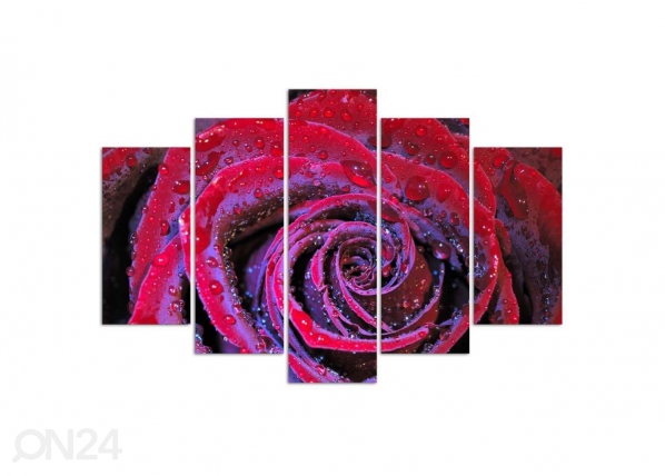 5-osainen sisustustaulu Dew rose 100x70 cm, ED