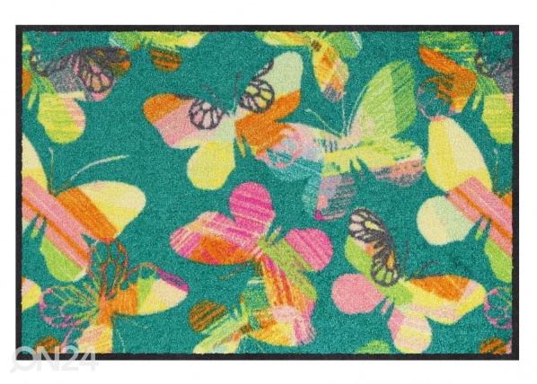 Kynnysmatto Lovely Butterflies turquoise 50x75 cm, Salonloewe