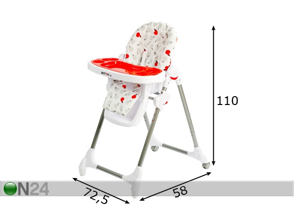Britton® стул для кормления Yuki Red размеры