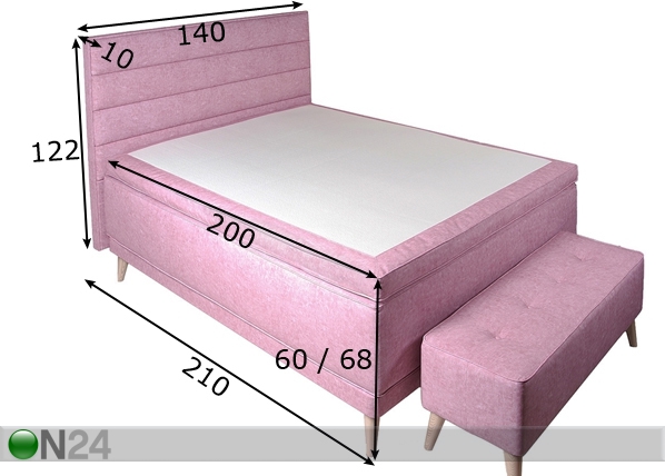 Comfort voodi Hypnos Atlanta (pocket topelt vedrustus + pocket kattemadrats) 140x200 cm mõõdud