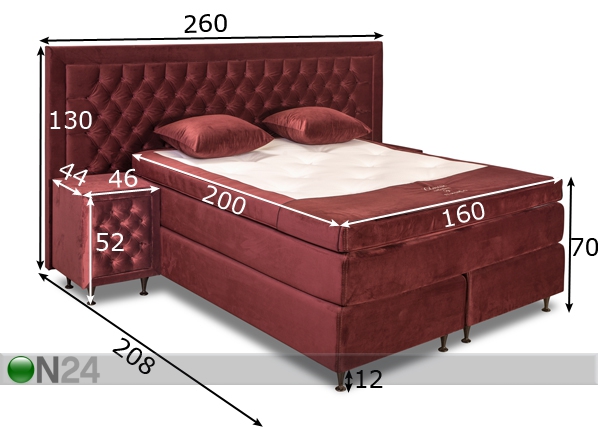 Comfort voodi Hypnos Bristol 160x200 cm mõõdud