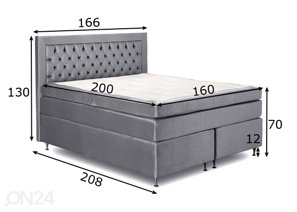 Comfort voodi Hypnos Hemera 160x200 cm mõõdud
