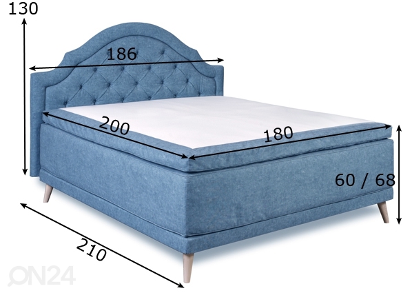 Comfort voodi Hypnos Royal (pocket topeltvedrustus + pocket kattemadrats) 180x200 cm mõõdud