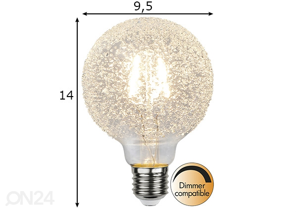 Dekoratiivne jäise teskstuuriga LED pirn E27 (1W) mõõdud