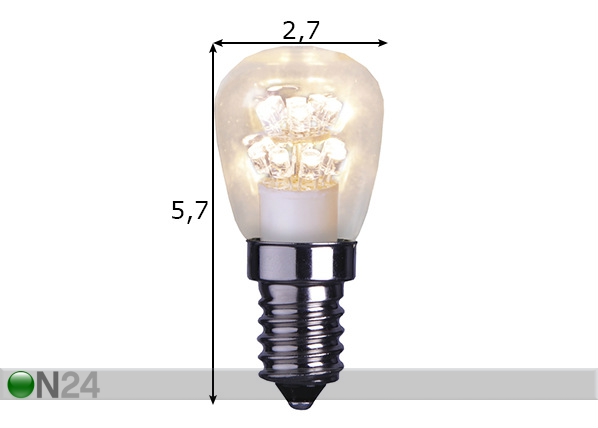 Dekoratiivne LED elektripirn E14 0,7 W mõõdud