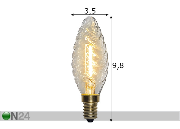 Dekoratiivne LED elektripirn E14 0,8W mõõdud